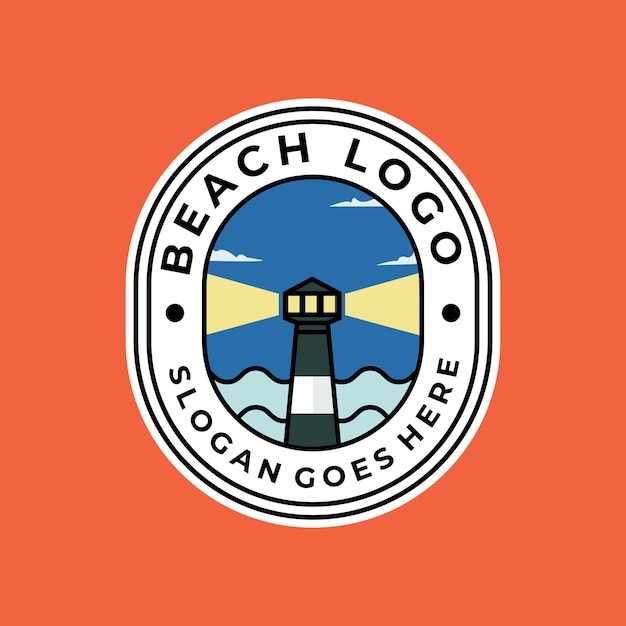 Beach badge logo vector sticker badge light house minimalist design