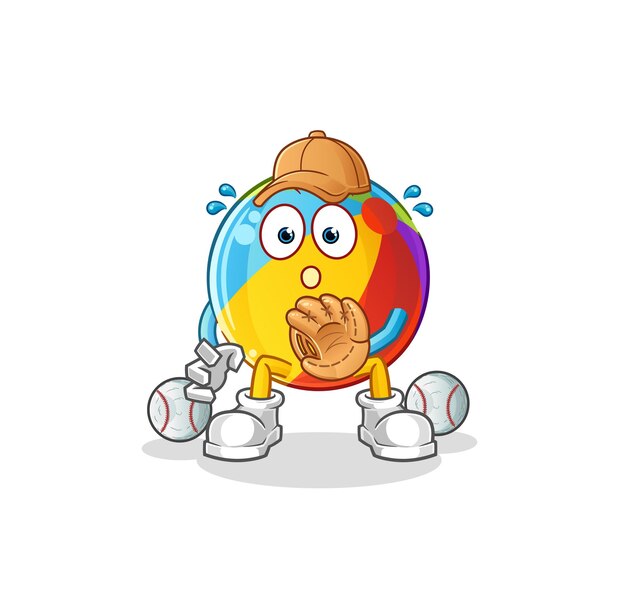 Beach ball baseball Catcher cartoon. cartoon mascot vector