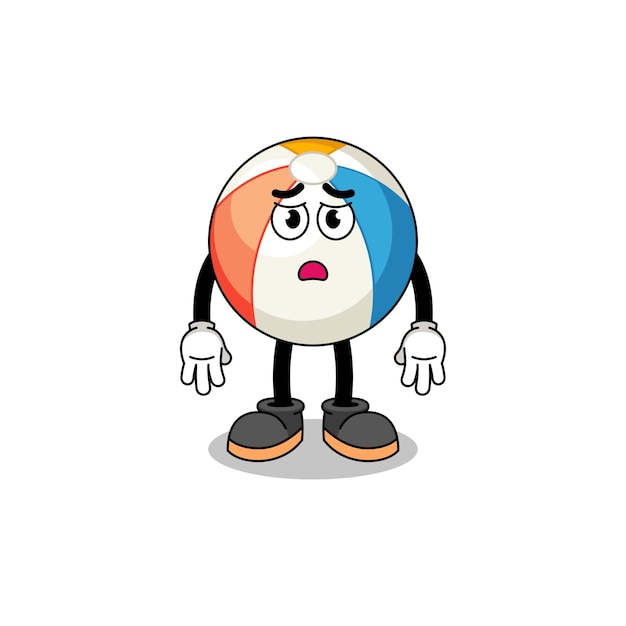 Beach ball cartoon illustration with sad face