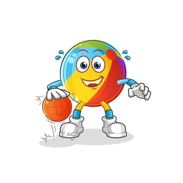 Beach ball dribble basketball character. cartoon mascot vector