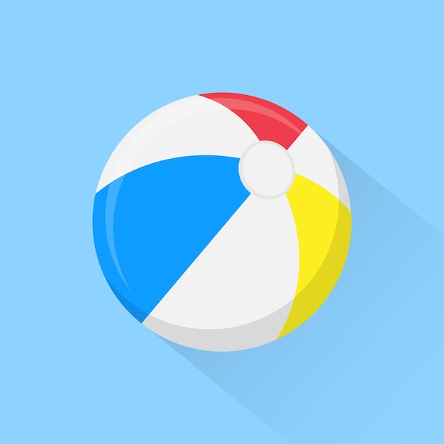 Beach ball flat icon with long shadow isolated on background Vector illustration