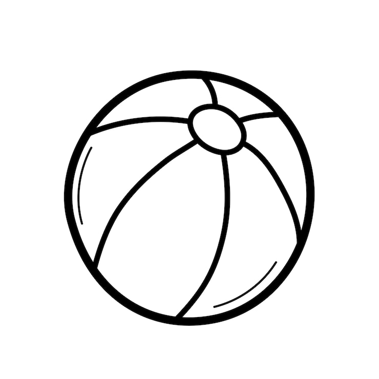 Beach ball hand drawn children inflatable toy element in doodle sketch style