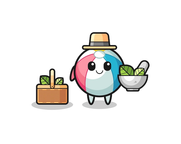 Beach ball herbalist cute cartoon