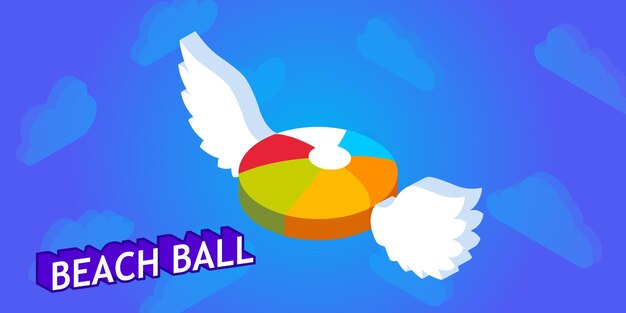 Beach ball isometric design icon Vector web illustration 3d colorful concept