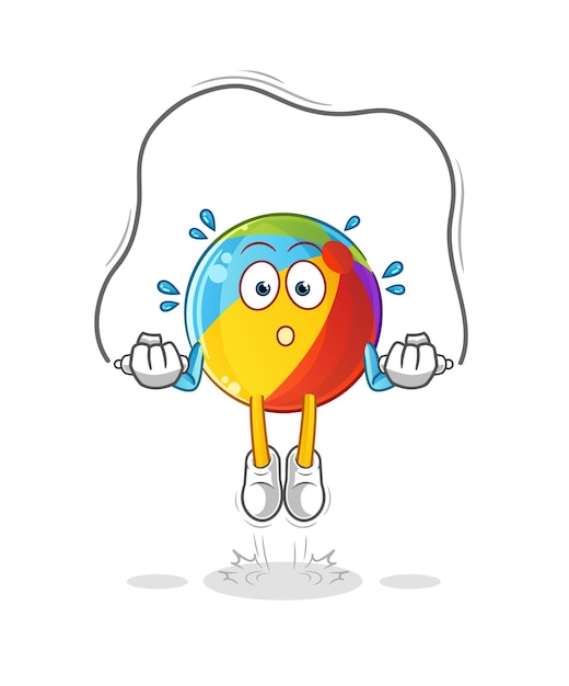 Beach ball jump rope exercise. character vector