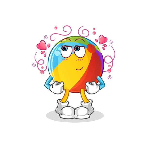 Beach ball shy vector. cartoon character