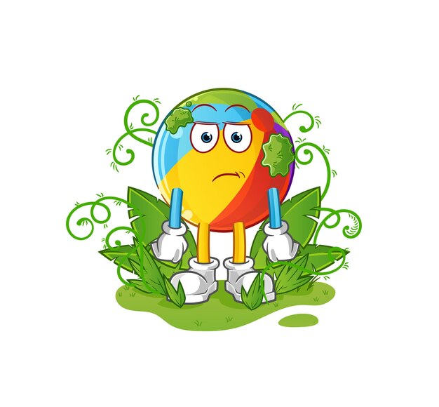 Beach ball waiting too long mascot. cartoon vector