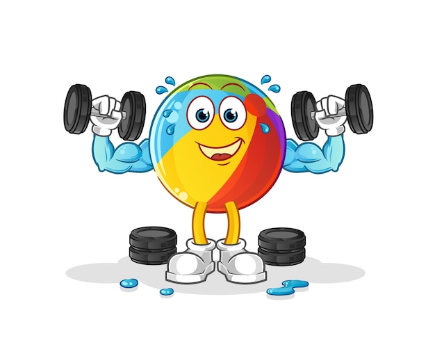 Vector beach ball weight training illustration. character vector