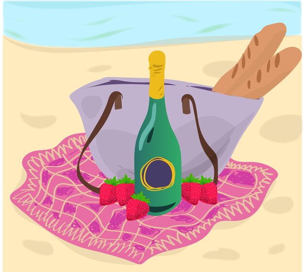 Vector beach basket for picnic