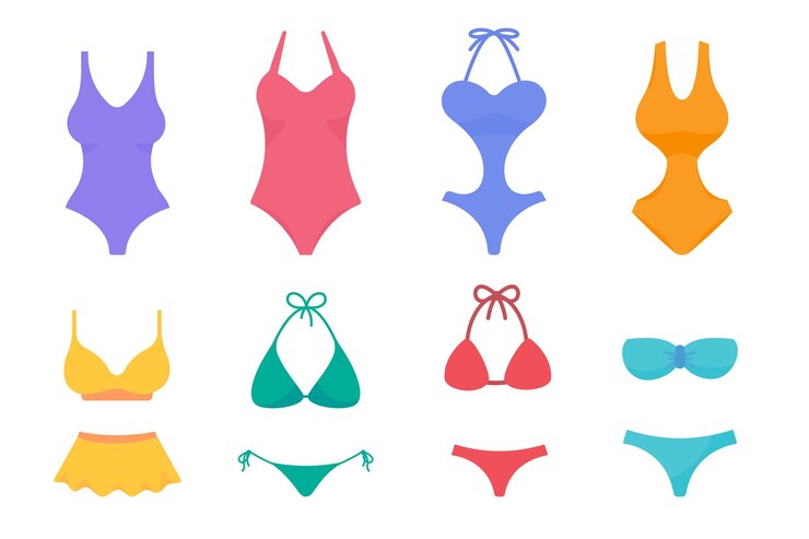 Vector beach bikini for women summer seaside leisure tourism