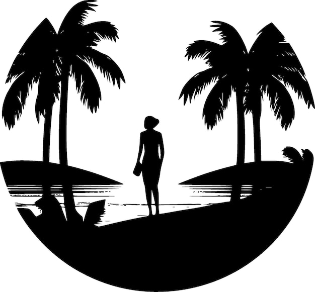 Vector beach black and white isolated icon vector illustration