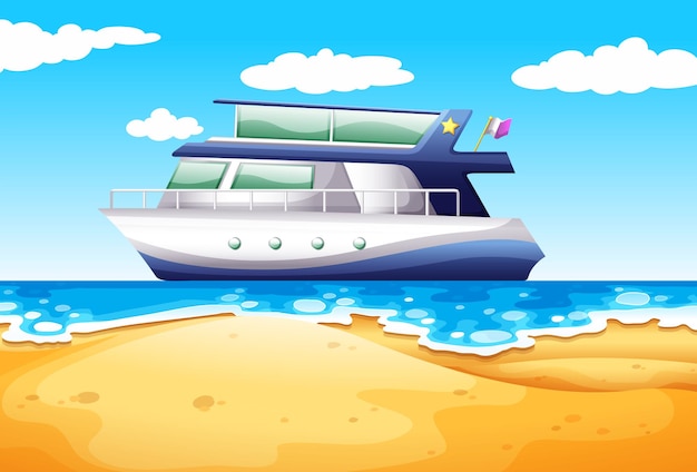 Vector beach and boat