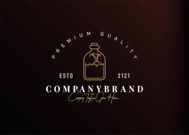 Шаблон дизайна логотипа пляжной бутылки
