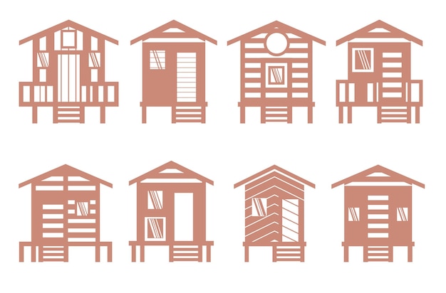 Beach Cabana Silhouettes Premium Vectors