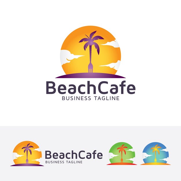 Beach cafe logo template