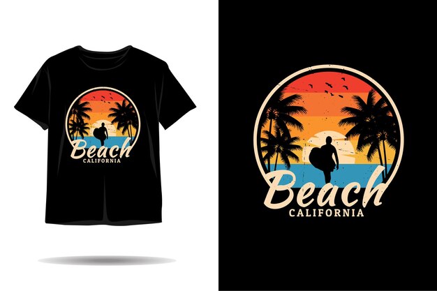 ビーチカリフォルニアシルエットtシャツデザイン