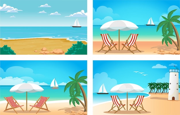 Beach cartoon illustration