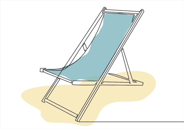 Vector beach chair one line icon on white background