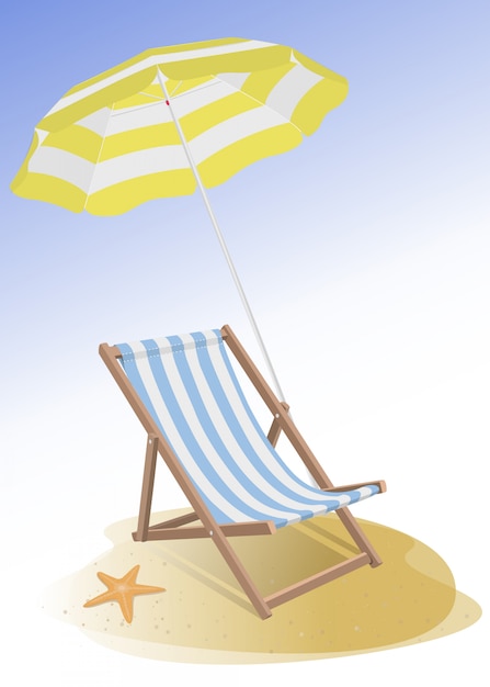 Vector beach chair and umbrella