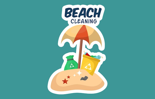 A beach cleaning logo with a beach bag and a beach bag.