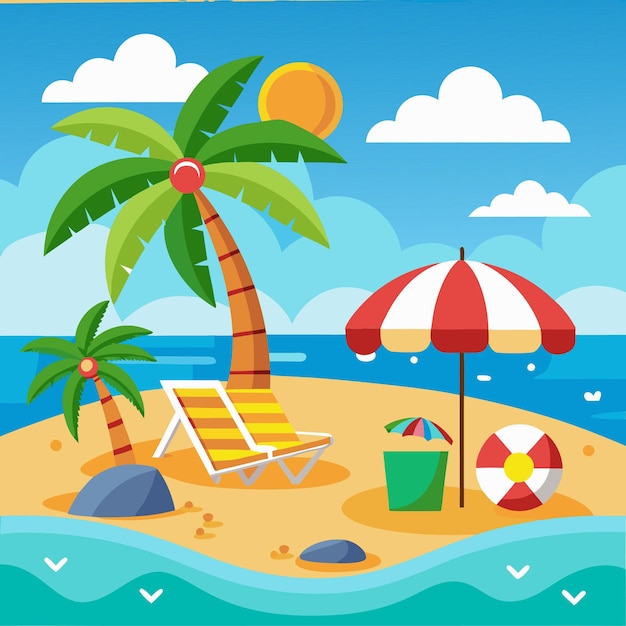 beach clipart cartoon style vector illustration