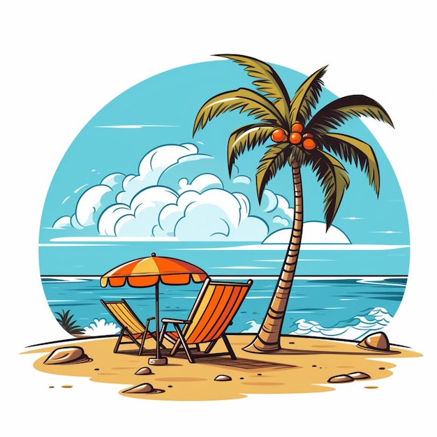 Beach clipart isolated on transparent background