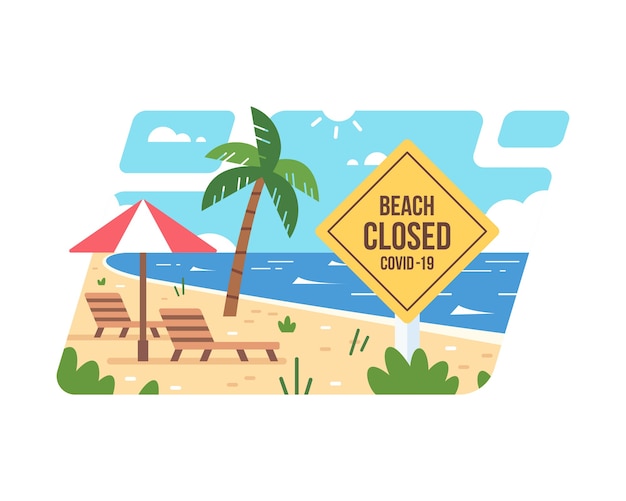 Vector beach closed sign