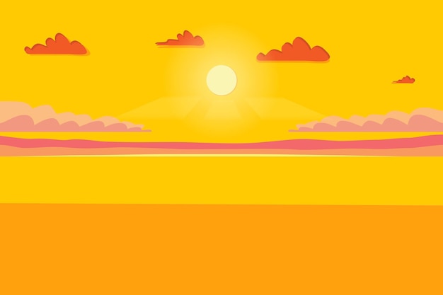 Beach and cloud on sunset Vector Illustration