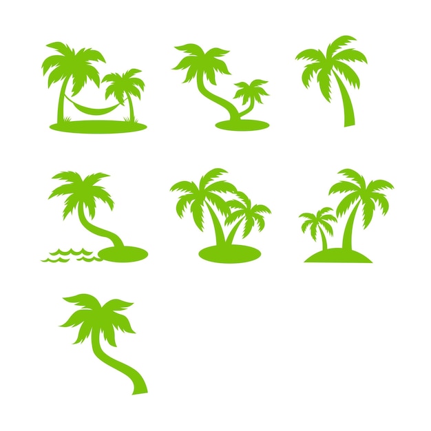 beach coconut tree shape vector icon set or symbol design