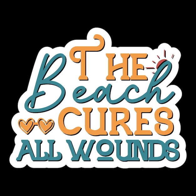 The beach cures all wounds Retro Stickers