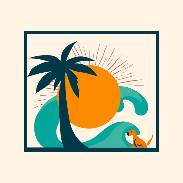 Beach dog illustration vector art