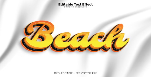 モダンなトレンドスタイルのビーチで編集可能なテキスト効果