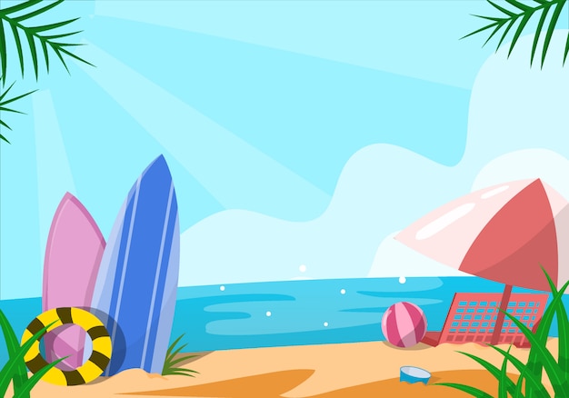 Beach  floral summer illustration