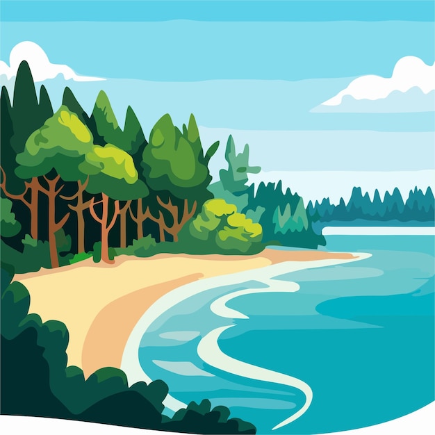 Vector beach and forest vector 5