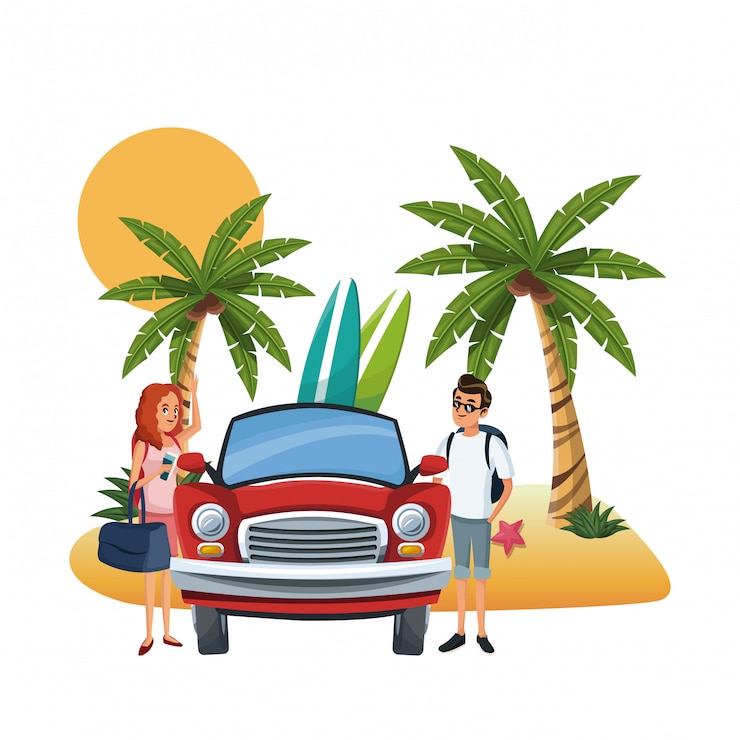 Vector beach and friends cartoons