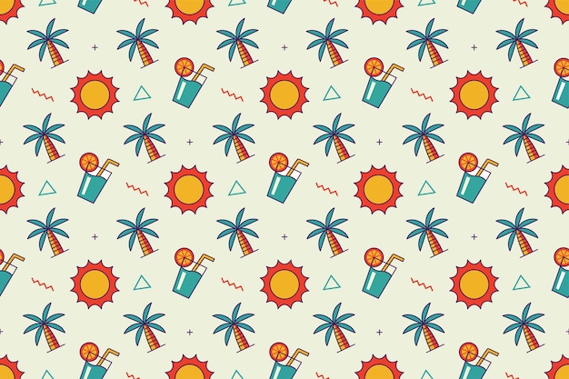 Vector beach fun cartoon seamless pattern design