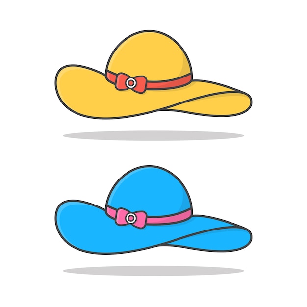 beach hat for women   illustration. female summer hat. concept of summer holiday