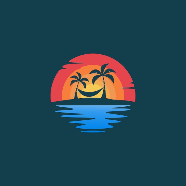 Beach hello summer logo