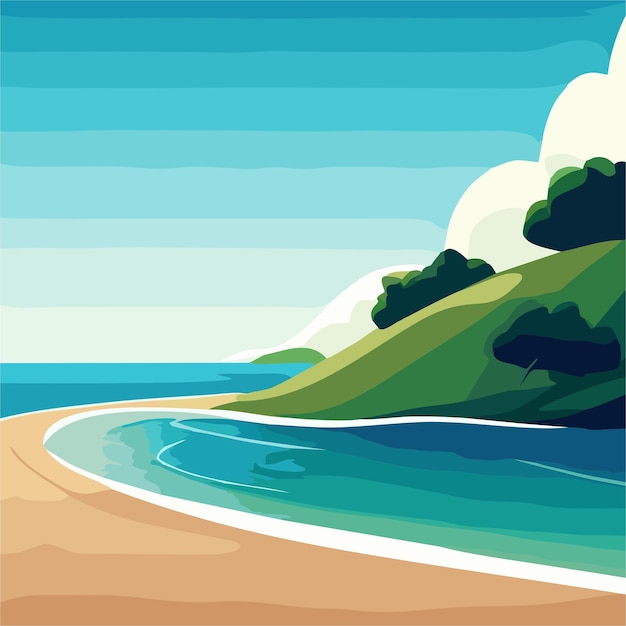 Beach and hill vector 1