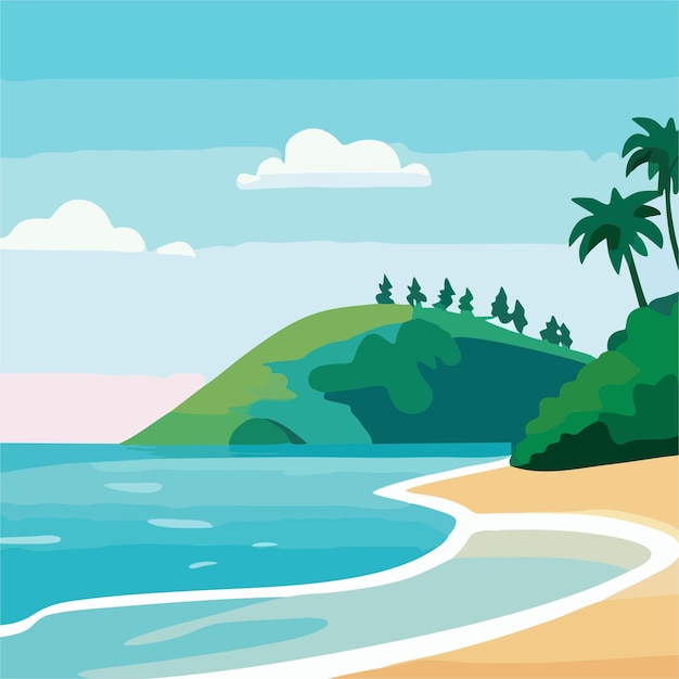 Beach and hill vector 4