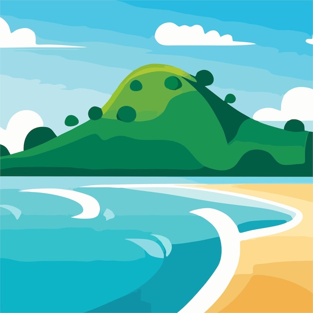 Beach and hill vector 6