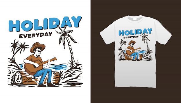 Beach holiday tshirt design