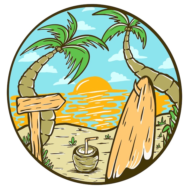 Beach holiday vibes illustration vector