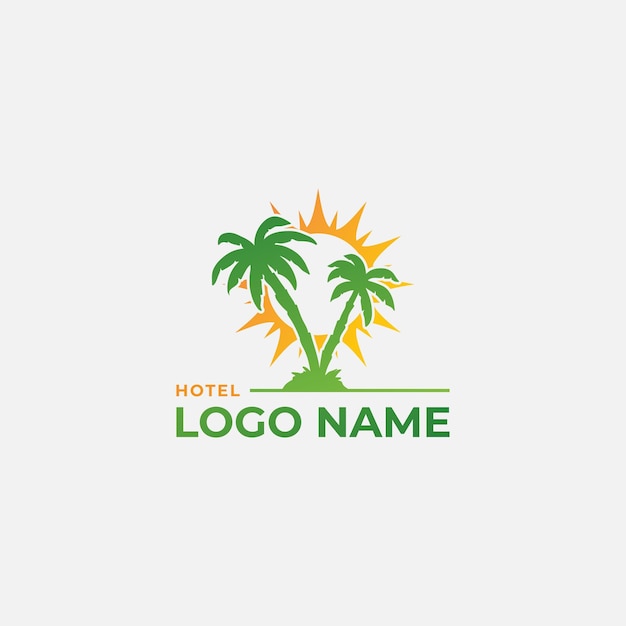 Beach hotel logo design vector template