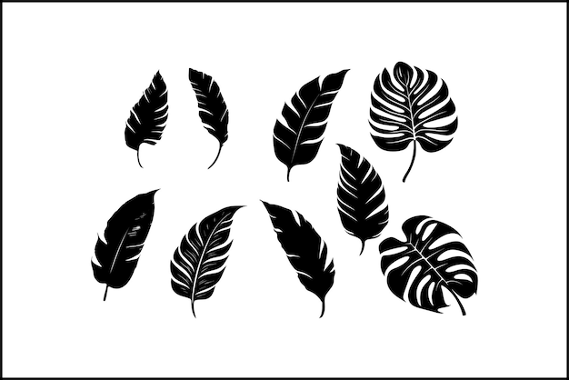 Vector beach house dcor met leaf silhouette jungle dreams exotische leaf silhouettes tropische leaf silouette