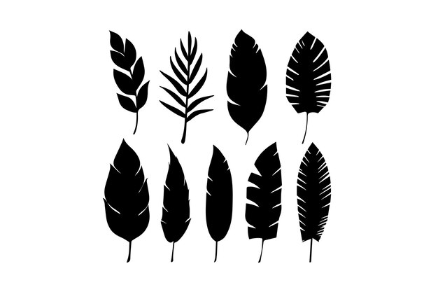 Vector beach house dcor met leaf silhouette jungle dreams exotische leaf silhouettes tropische leaf silouette