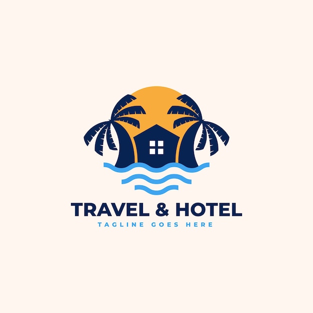 Beach house logo design template -  beach resort, villa and beach hotel logo