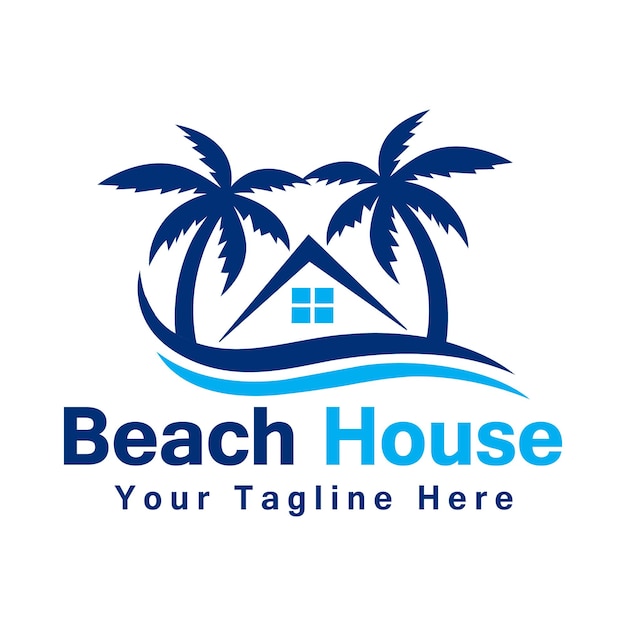 Beach house logo design vectorjpg