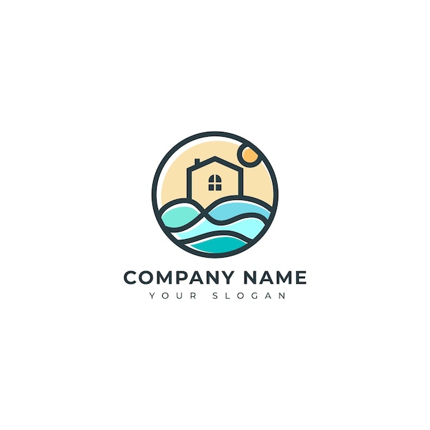 Beach house logo vector design template