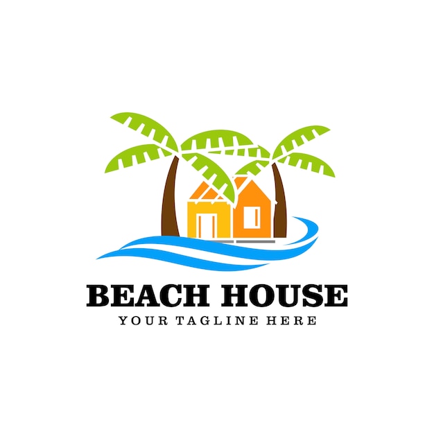 Vettore logo della casa sulla spiaggia